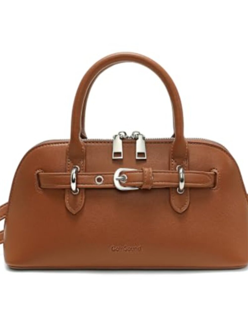 Genuine Leather Structured Shell Crossbody Satchel Purse